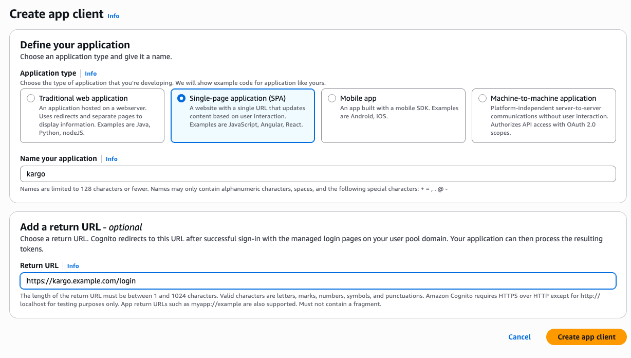 Create App Client